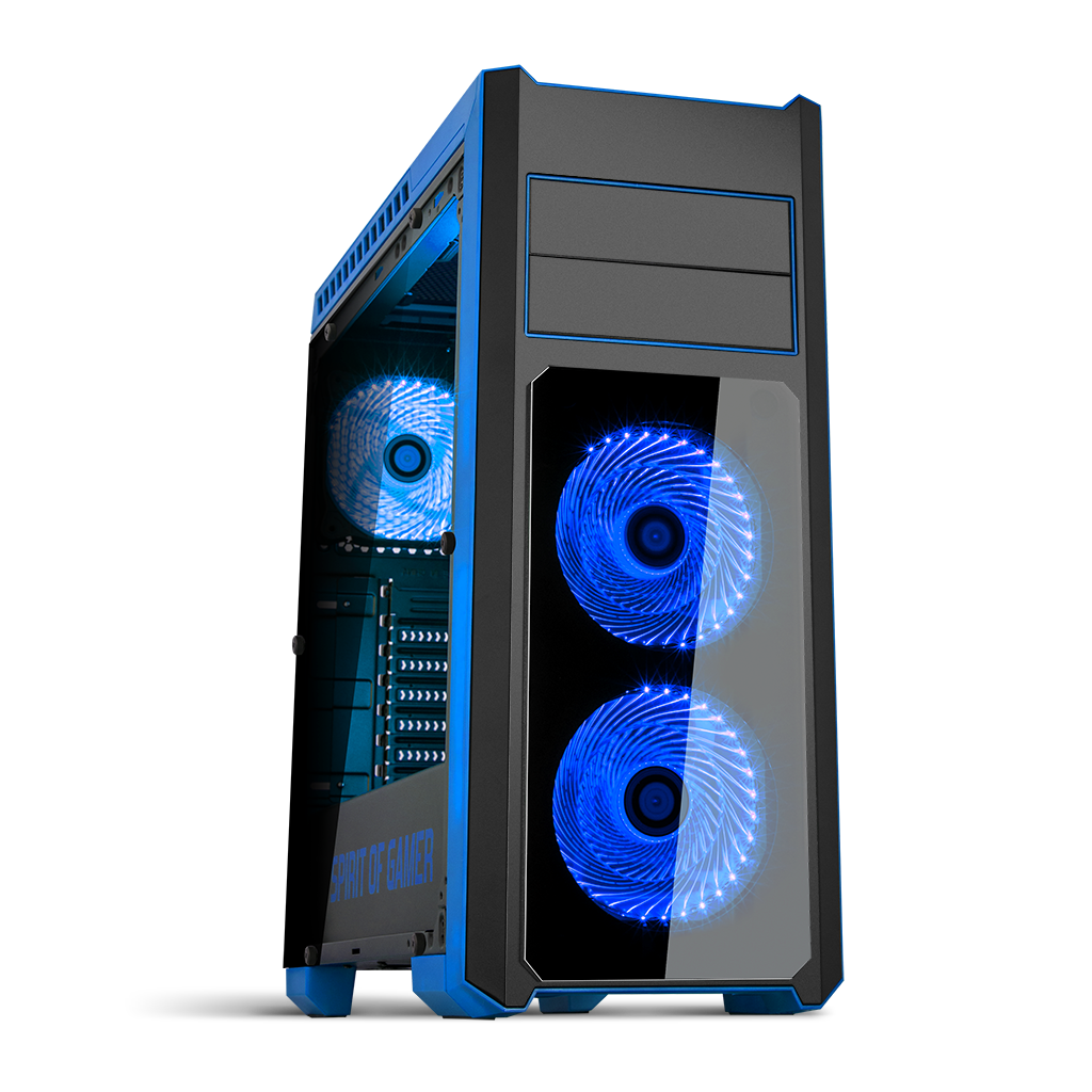 Gabinete gamer com três fans RGB